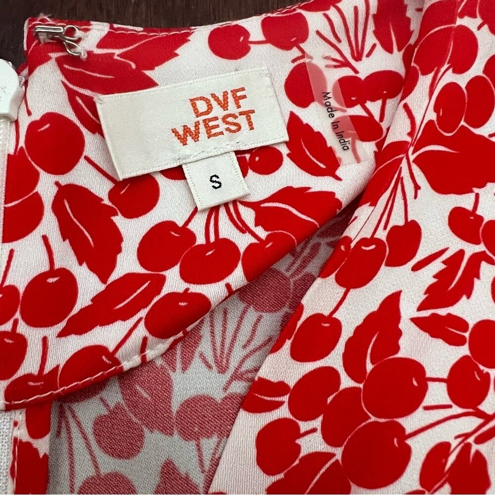 Diane von Furstenberg tie front Mini Cherry Print Dress Size S - Picture 7 of 10